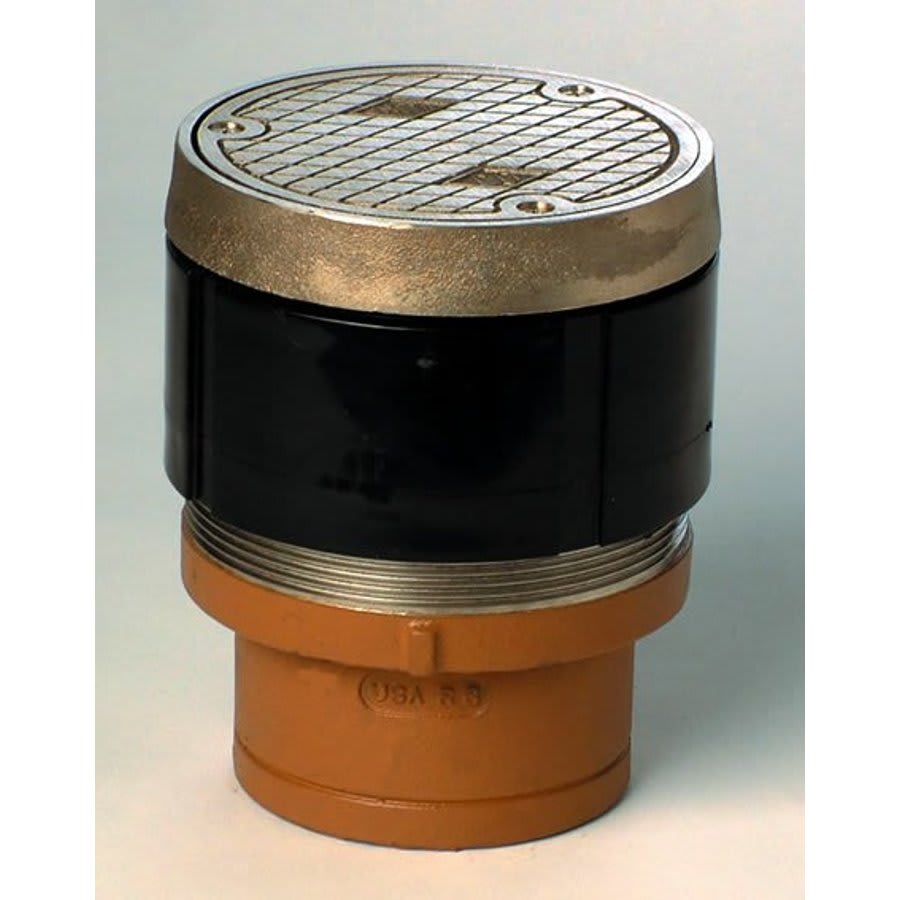 Cleanout With Top, 4 in Outlet, No Hub, 5-3/4 in Cover, Round, Nickel Bronze