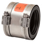 Transition Coupling, 4 x 3 in, Cast Iron/Plastic x Cast Iron/Plastic, Rubber