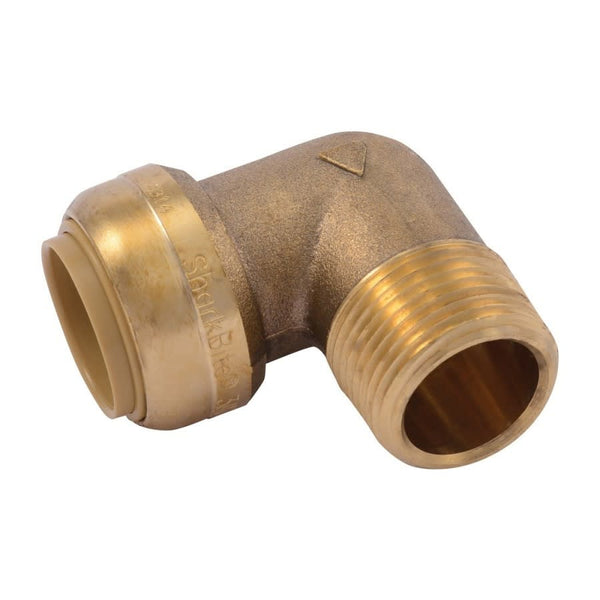 90 deg Elbow, 3/4 in, Push x MNPT, Brass