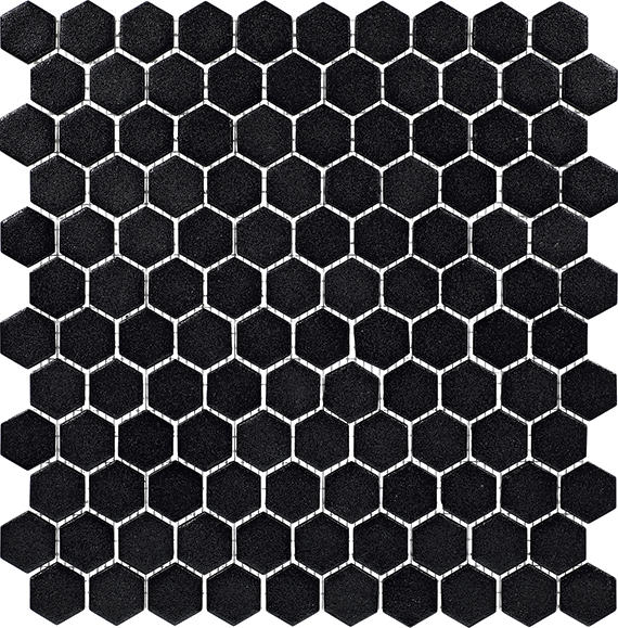 Uptown Glass Matte Ebony Hexagon 1X1 Matte