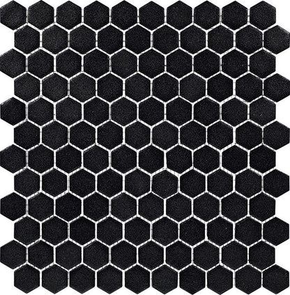 Uptown Glass Matte Ebony Hexagon 1X1 Matte