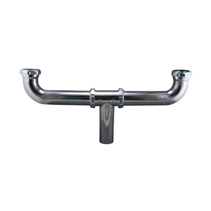 Continuous Waste, Center Outlet, 1-1/2 in, Brass, 20 ga, Polished Chrome