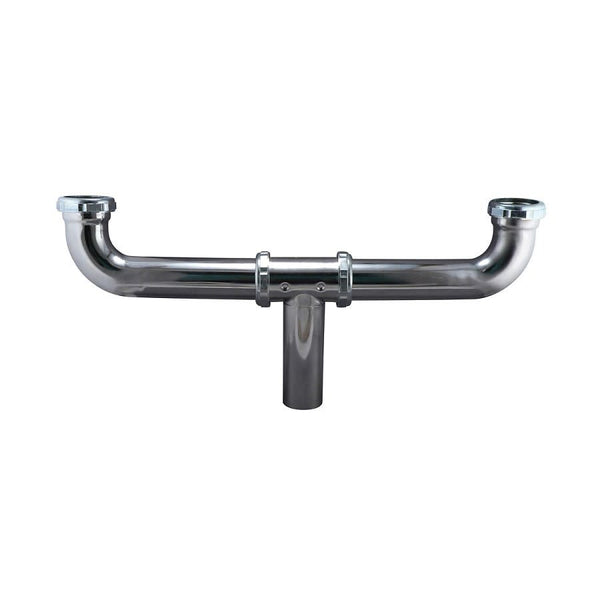 Continuous Waste, Center Outlet, 1-1/2 in, Brass, 20 ga, Polished Chrome