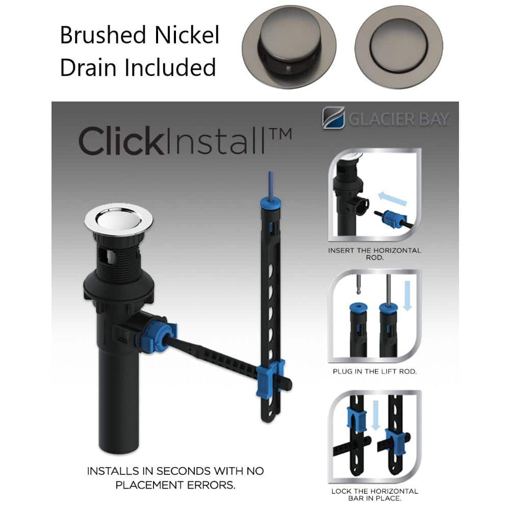 Builders 4 in. Centerset Double Handle Low-Arc Bathroom Faucet in Brushed Nickel