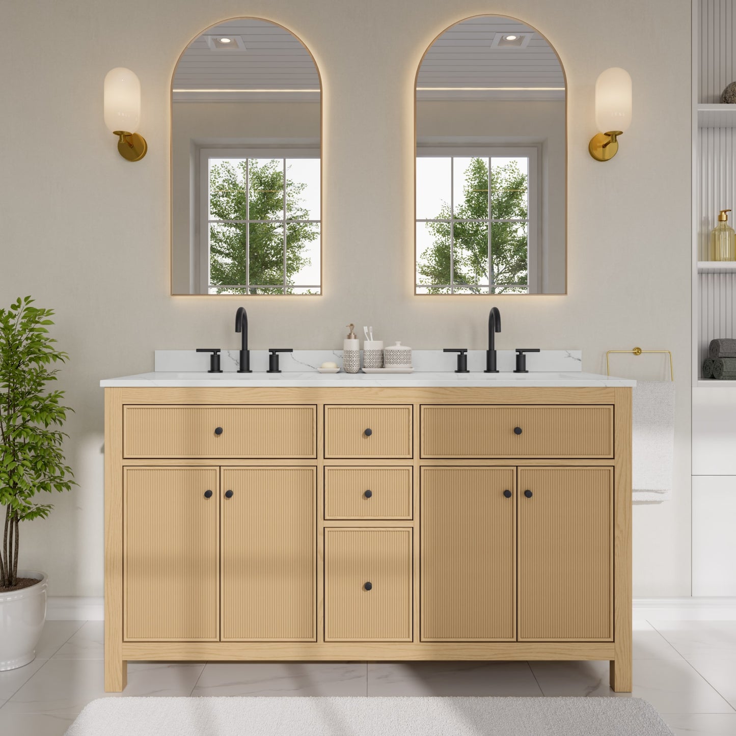Pendry Double Bathroom Vanity - 60W x 35H x 22D