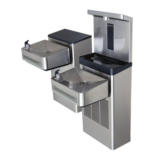 Wall-Mounted Elec Bi-Level Cooler ADA Stainless Steel With Bottle Filler & Filter