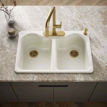 Hartland 33" Double Basin Top-Mount Enameled Cast-Iron Kitchen Sink