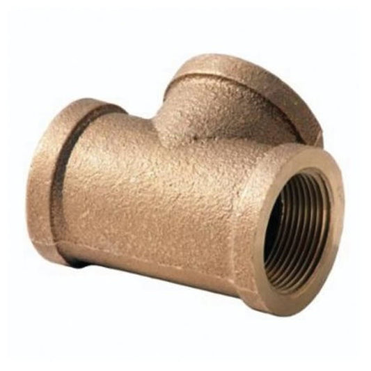 Tee, 3/4 in, FNPT, Lead Free Brass, Rough Brass