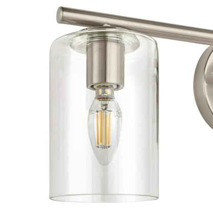 Champlain 22.375 in. 3-Light Brushed Nickel Modern Bathroom Vanity Light with Clear Glass Shades