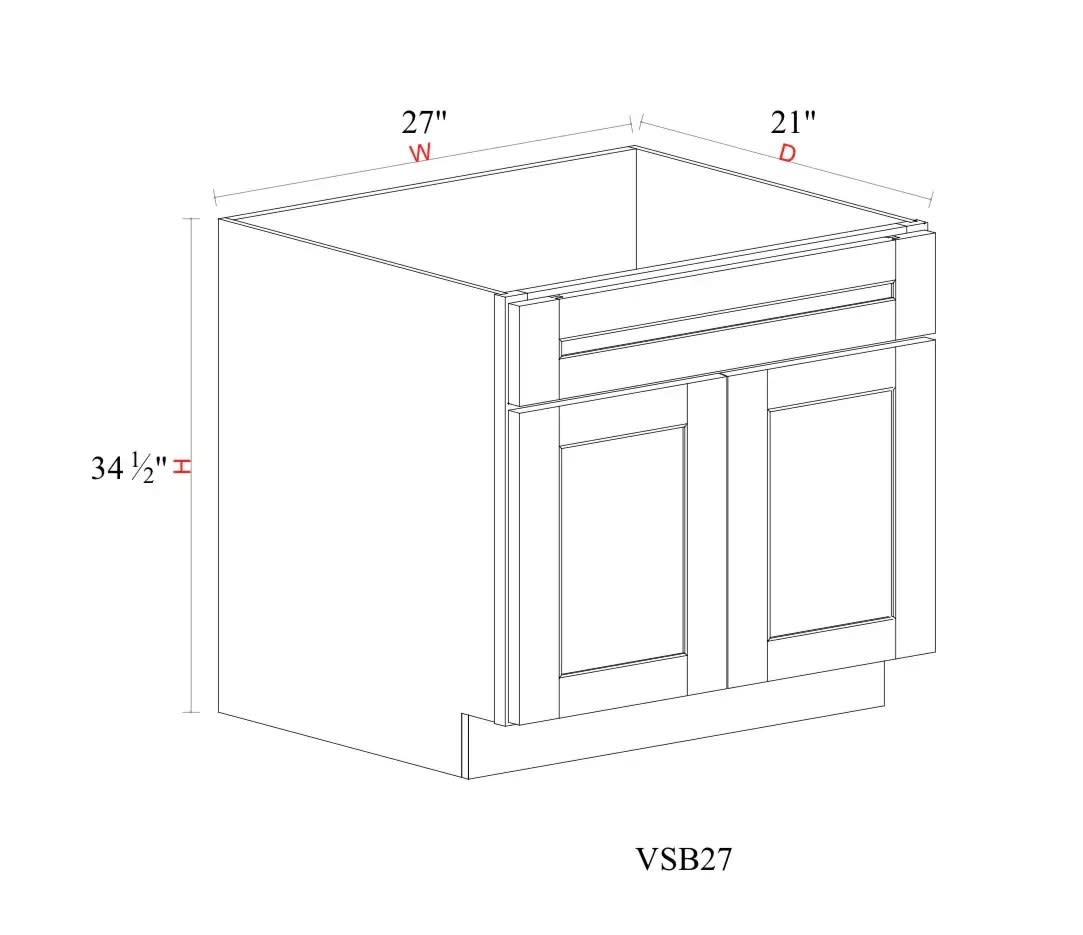 Vanity Sink Base Cabinet - 27"W x 34- 1/2"H x 21"D