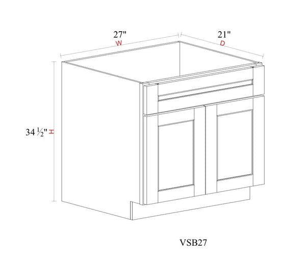 Vanity Sink Base Cabinet - 27"W x 34- 1/2"H x 21"D