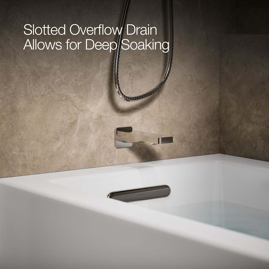 Underscore 60" Soaking Bathtub for Three Wall Alcove Installation with Left Drain and 68 Gallon Water Capacity