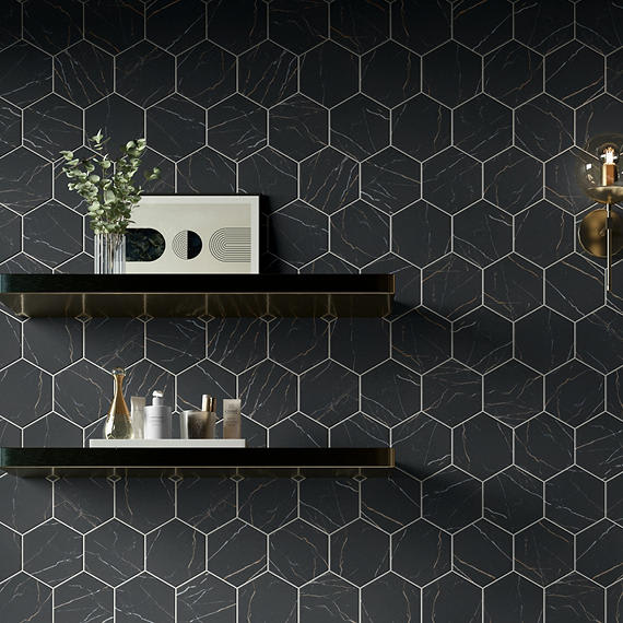 Perpetuo Infinite Black Hexagon 8X8 Matte