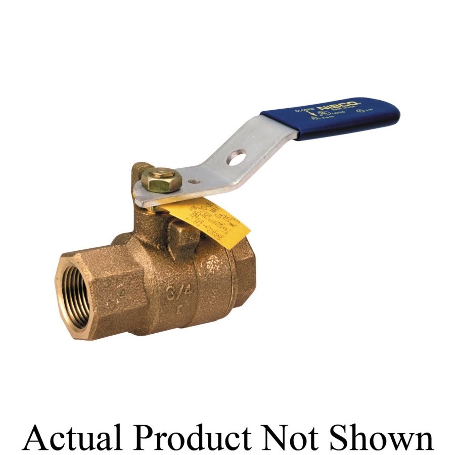 2-Piece Ball Valve, 1-1/2 in, FNPT, Standard Port, Brass Ball, Bronze