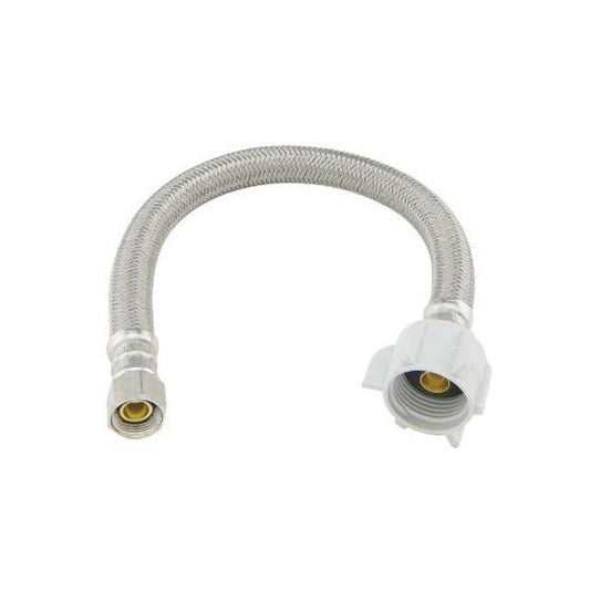 Flexible Water Supply, 3/8 x 7/8 in, Comp x Ballcock, 9 in L, Braided Polymer