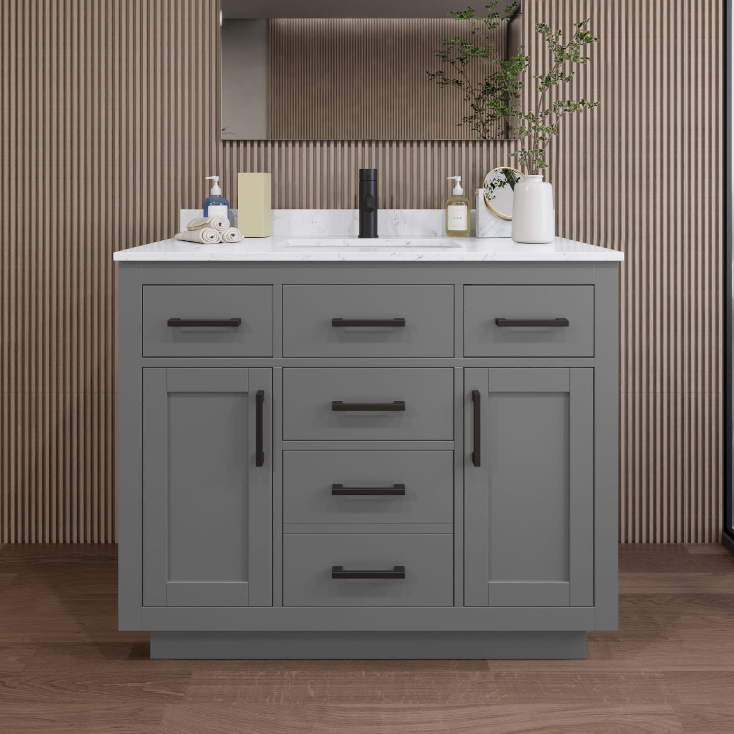 Beckett Single Bathroom Vanity with Toe Kick - 42W x 35H x 22D