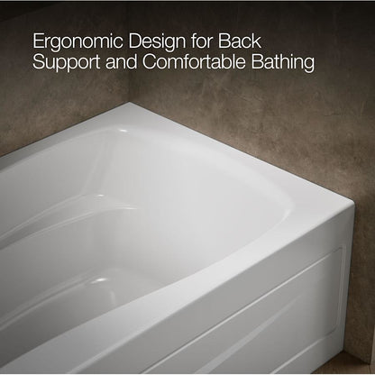 Mariposa Collection 60" Three Wall Alcove Soaking Bath Tub with Left Hand Drain, Apron, Tile Flange and Textured Bottom