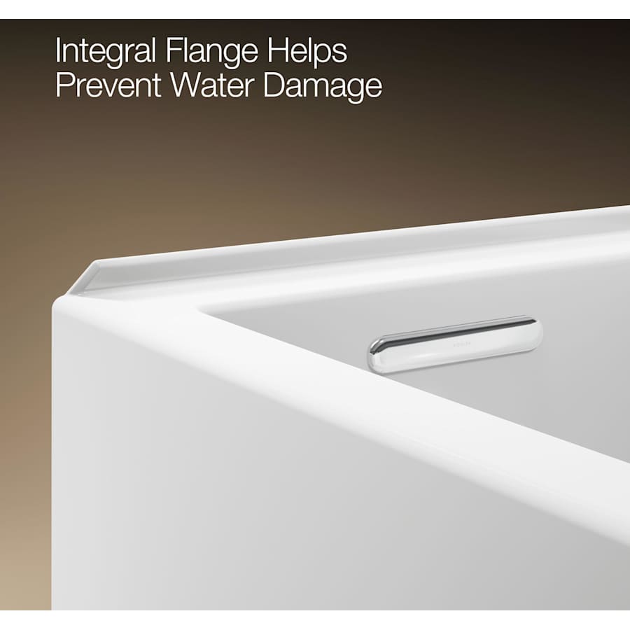 Underscore 60" Soaking Bathtub for Three Wall Alcove Installation with Left Drain and 68 Gallon Water Capacity