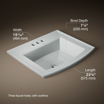 Archer 22-5/8" Drop In Bathroom Sink with 3 Holes Drilled and Overflow