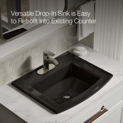 Archer 22-5/8" Drop In Bathroom Sink with 3 Holes Drilled and Overflow
