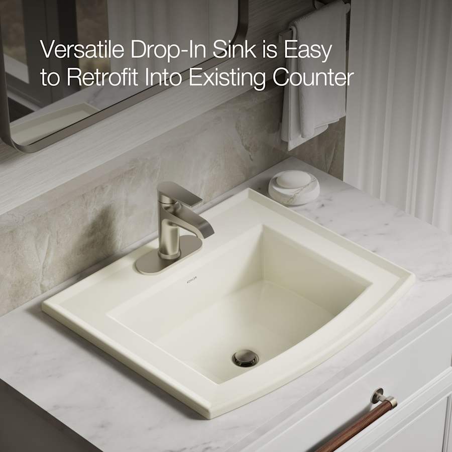 Archer 22-5/8" Drop In Bathroom Sink with 3 Holes Drilled and Overflow