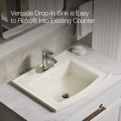 Archer 22-5/8" Drop In Bathroom Sink with 3 Holes Drilled and Overflow