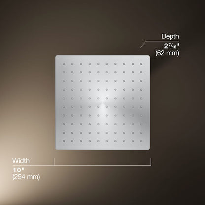 Honesty Square 10" Single Function 2.5 GPM Rainhead with MasterClean Sprayface
