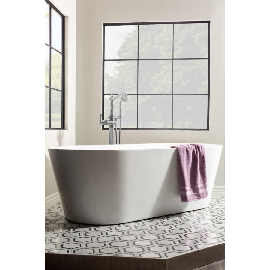 Cassidy Floor Mounted Tub Filler with Integrated Diverter and Hand Shower - Less Rough In