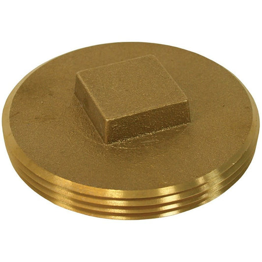 Raised Head Plug, 2 in, MNPT, Brass, Rough Brass
