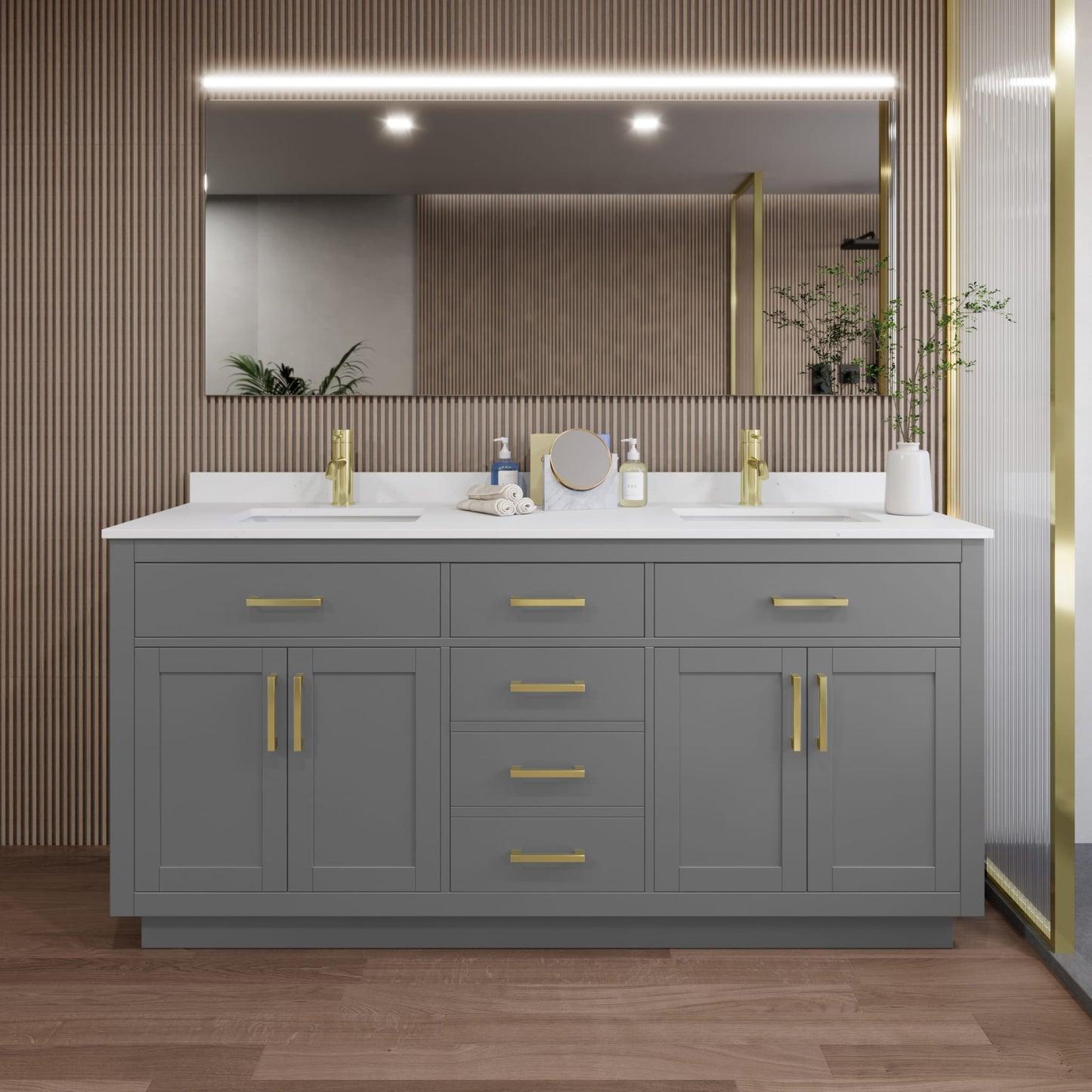 Beckett Double Bathroom Vanity with Toe Kick - 72W x 35H x 22D