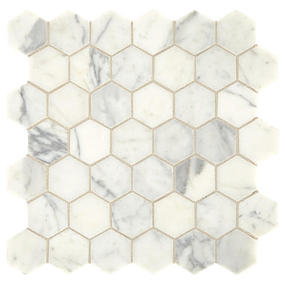 Marble Statuario Hexagon 2X2 Honed