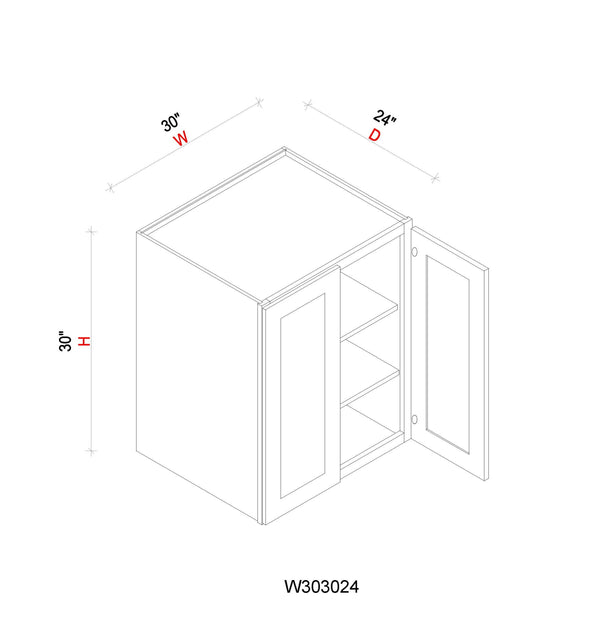 Wall Refrigerator Cabinet - 30"W x 30"H x 24"D