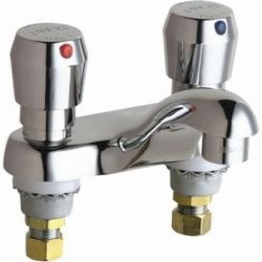 Metering Lavatory Faucet, ADA, 2 Handle, 2-Hole, 2.2 gpm, Polished Chrome