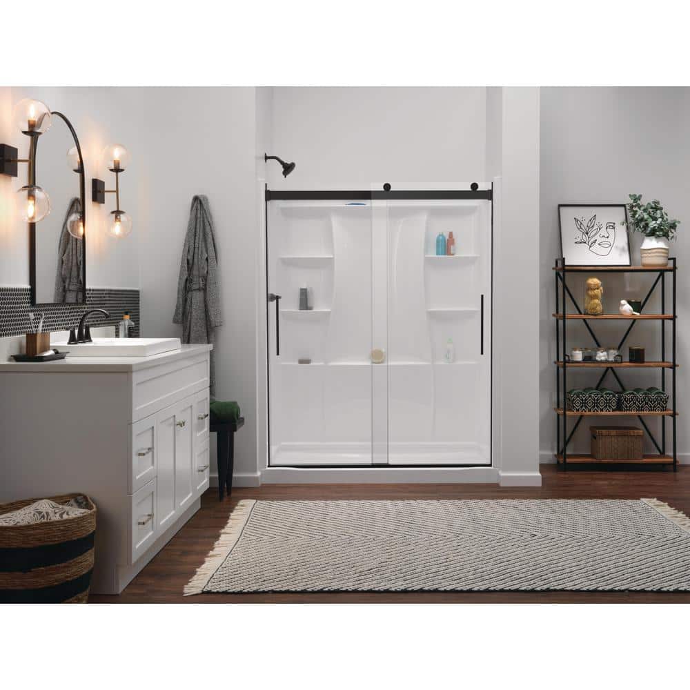 Classic 500 60 in. L x 30 in. W Alcove Shower Pan Base with Center Drain in High Gloss White