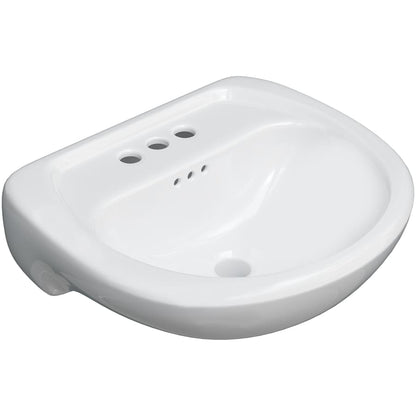 Lisbon Valley 20-1/4" Oval Vitreous China Pedestal Bathroom Sink with Overflow and 3 Faucet Holes at 4" Centers