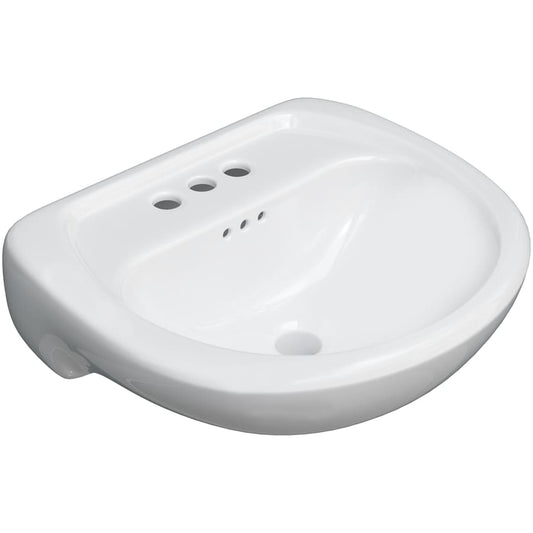 Lisbon Valley 20-1/4" Oval Vitreous China Pedestal Bathroom Sink with Overflow and 3 Faucet Holes at 4" Centers