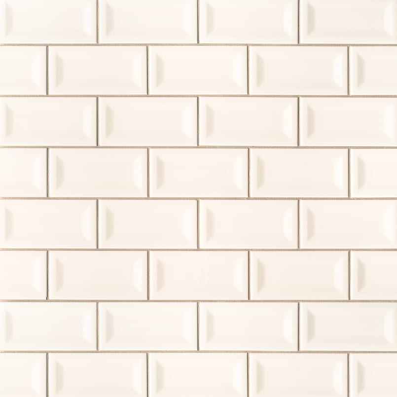 Almond Glossy Inverted Beveled Tile 3X6