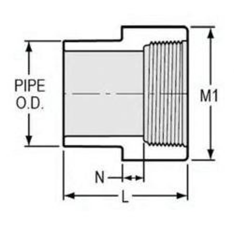Female Adapter, 1/2 in, Spigot x FNPT, SCH 40/STD, PVC