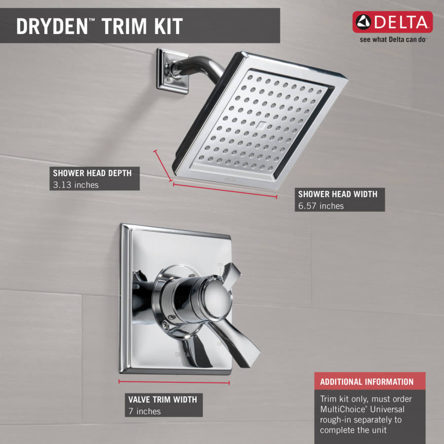 Dryden Monitor 17 Series Dual Function Pressure Balanced Shower Only with Integrated Volume Control - Less Rough-In Valve