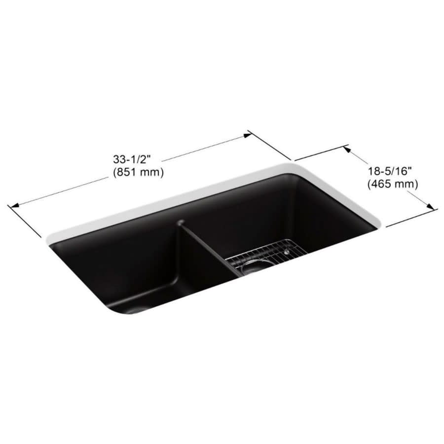 Cairn 33-1/2" Undermount Double Equal Bowl Neoroc Granite Composite Kitchen Sink with Right Sink Rack Included