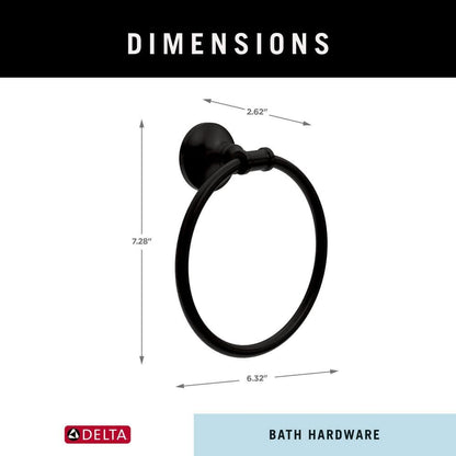 Chamberlain Wall Mount Round Closed Towel Ring Bath Hardware Accessory in Matte Black