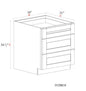 Vanity Drawer Base Cabinet - 18"W x 34- 1/2"H x 21"D- 3DRW