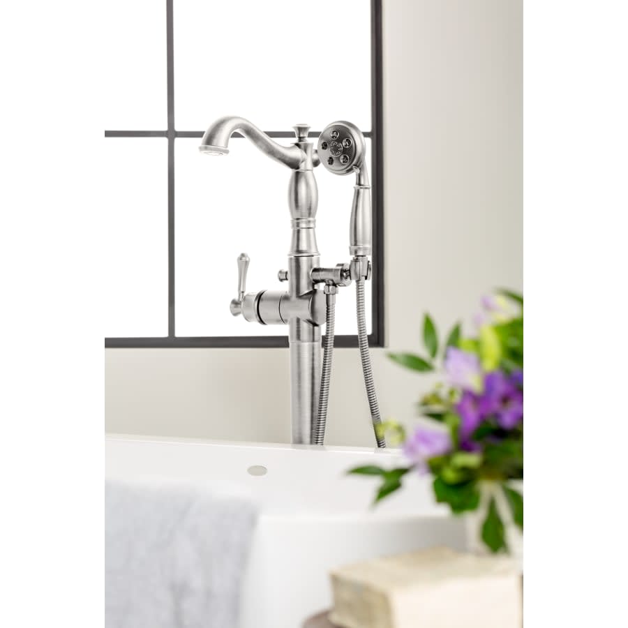 Cassidy Floor Mounted Tub Filler with Integrated Diverter and Hand Shower - Less Rough In