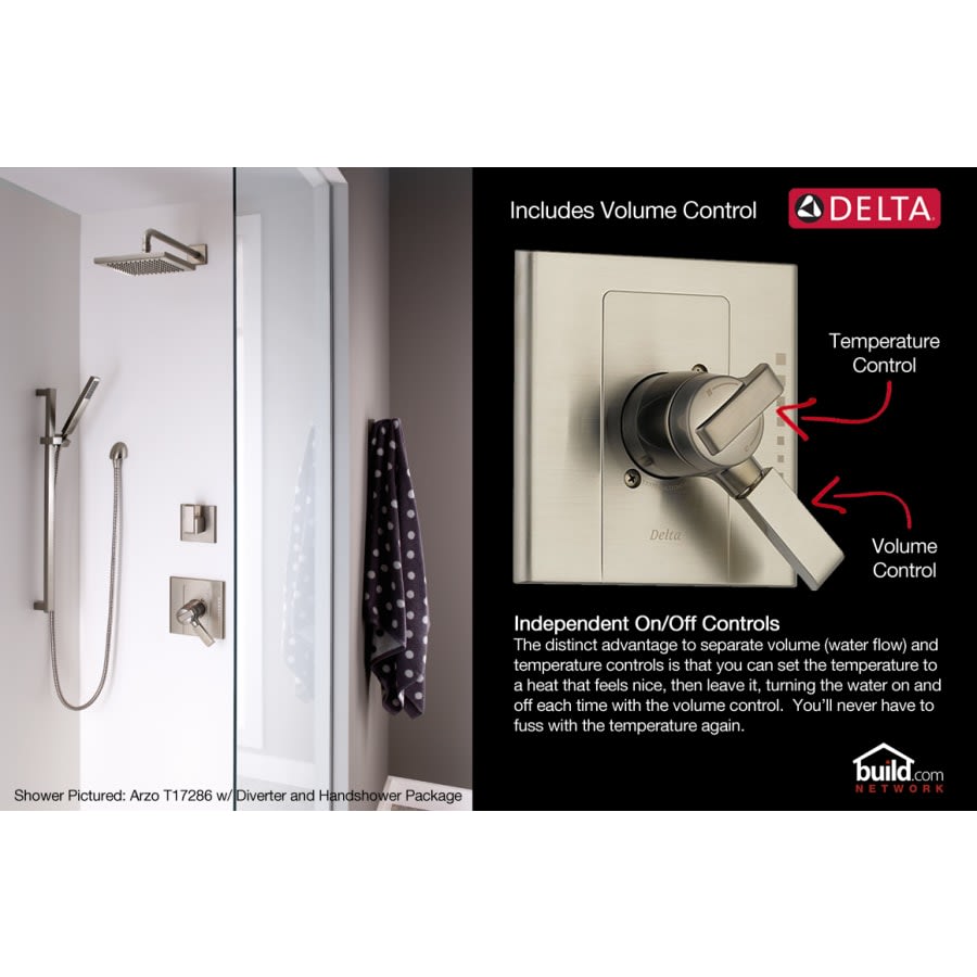 Vero Monitor 17 Series Dual Function Pressure Balanced Shower Only with H2Okinetic Shower Head and Integrated Volume Control - Less Rough-In Valve