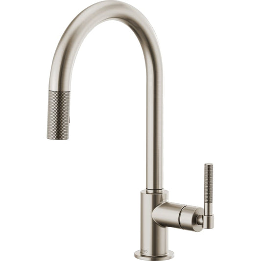 Litze Single Handle Arc Spout Pull Down Kitchen Faucet with Knurled Handle - Limited Lifetime Warranty