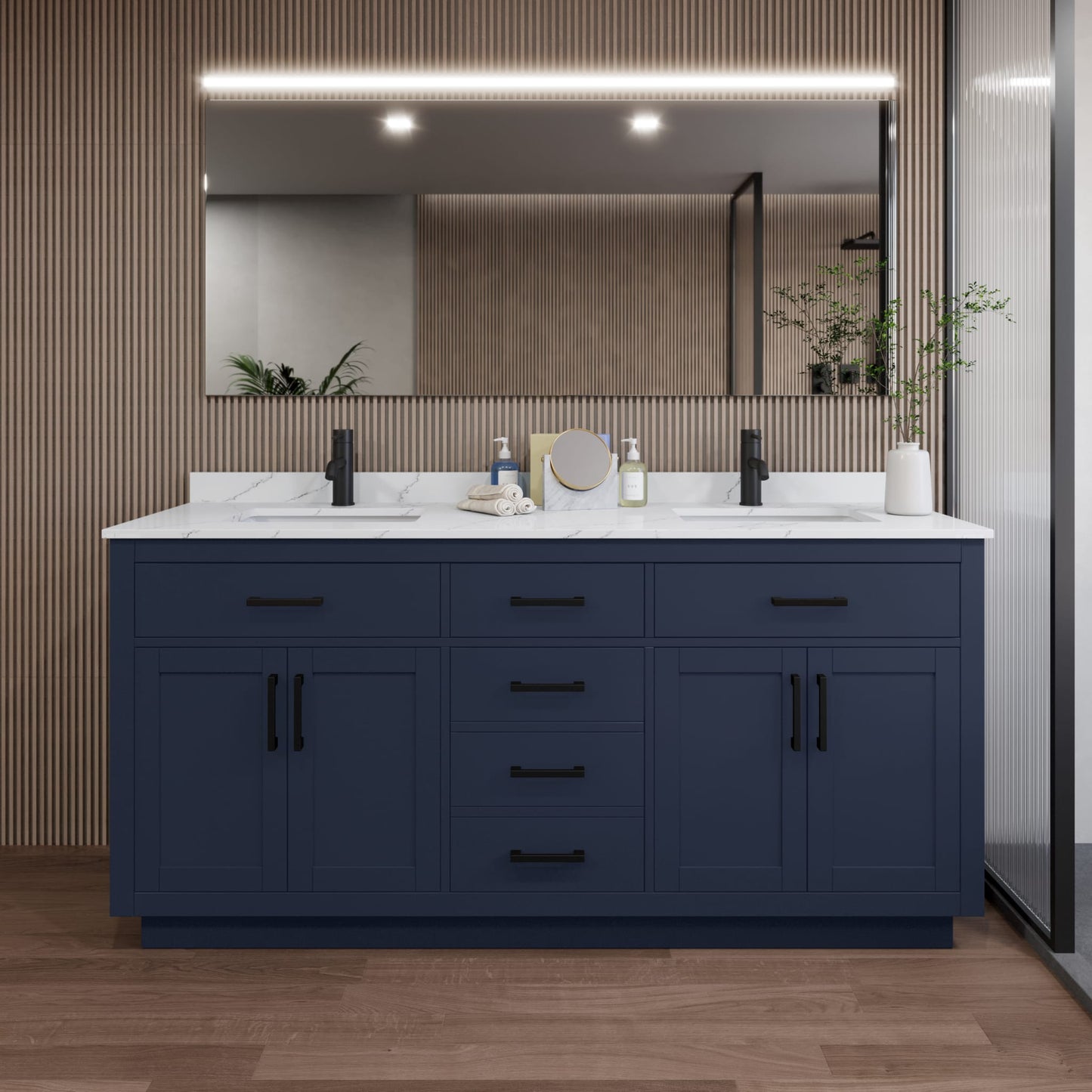 Beckett Double Bathroom Vanity with Toe Kick - 72W x 35H x 22D