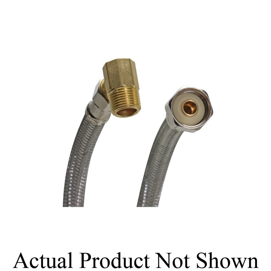 Flexible Water Supply, 3/8 x 1/2 in, Comp x FNPT, 72 in L, Stainless Steel