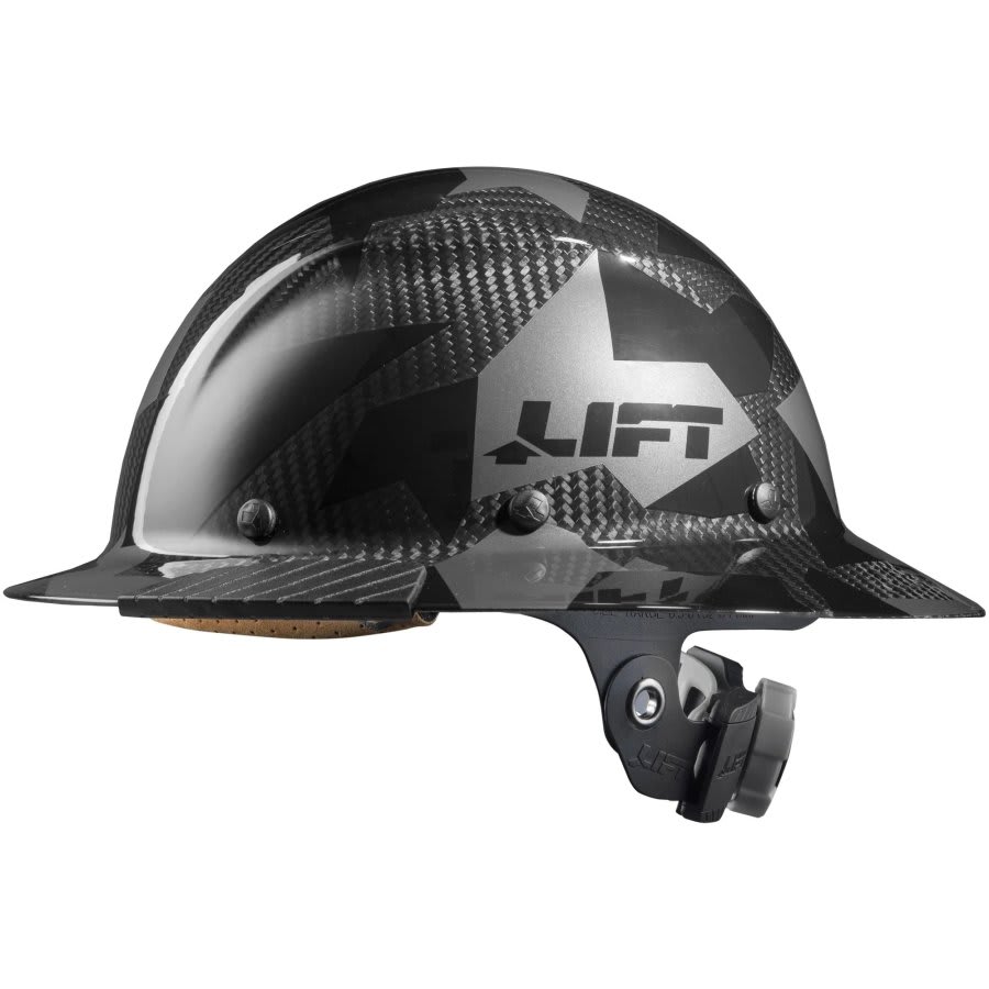 Black Camo Full Brim Carbon Fiber Hard Hat