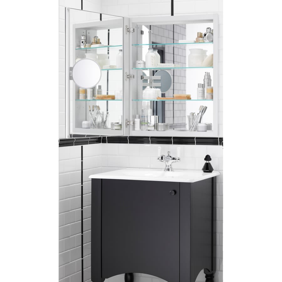 Verdera Collection 24" x 30" Mirrored Medicine Cabinet with Adjustable Magnifying Mirror and Slow Close Door