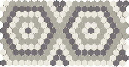 Unglazed Mosaics Ice White/Black/Light Smoke Hexagon 1X1 Matte